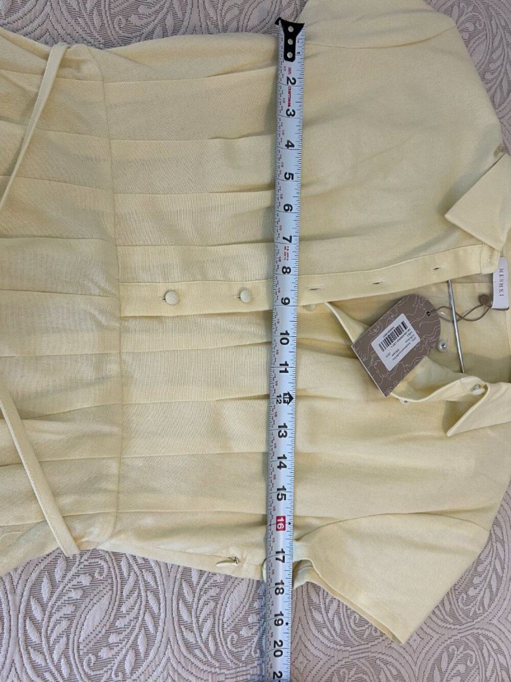 Meshki NWT Aysha Buttoned Linen Mini Dress - Lemon, L - Picture 12 of 15